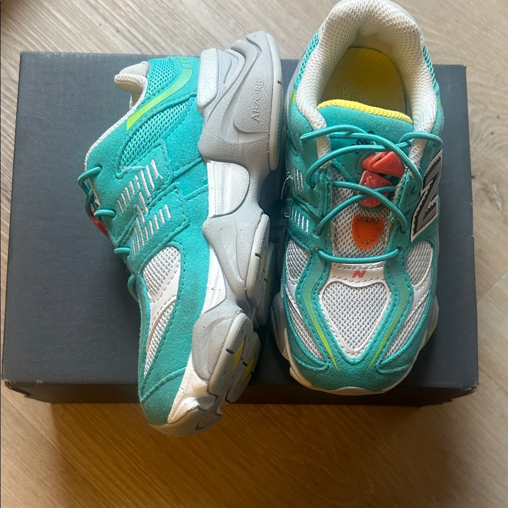 New Balance 9060 Kids' Turquoise and White Sneakers